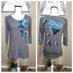 Zumba fitness dance shirt gray & blue
